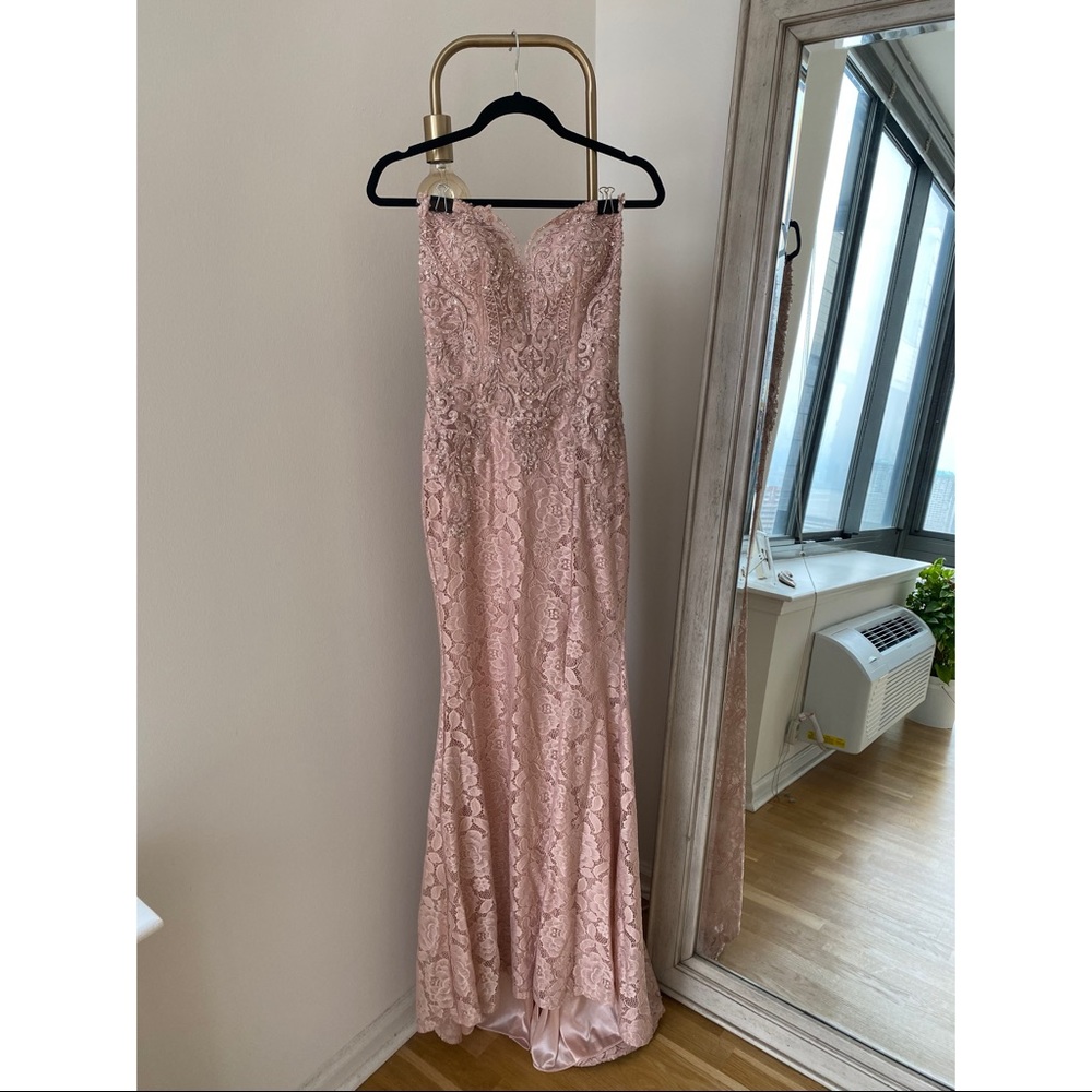 COPY - Blush lace gown with bustier top